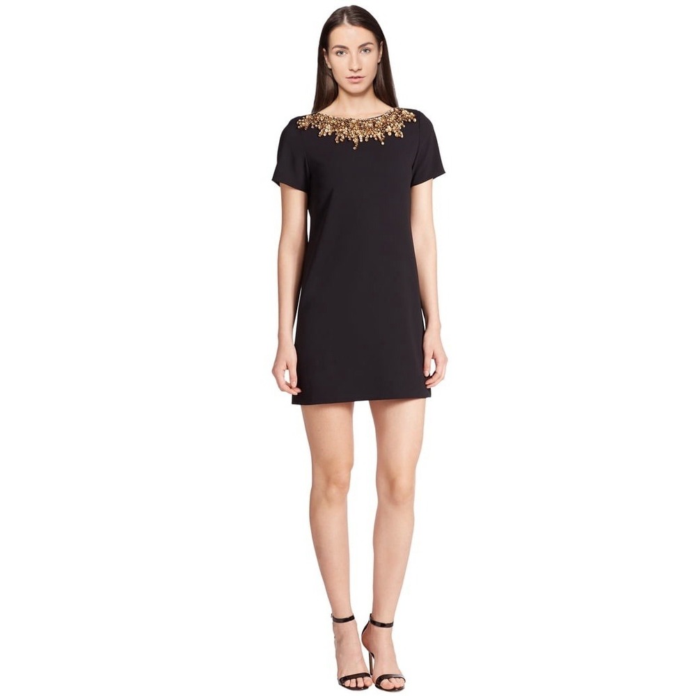 Alice & Olivia Inara Sequin Embellished Short Sleeve Cocktail Evening Dress Sz 2